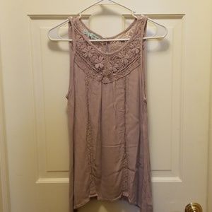 Lavendar tank top with lace detail